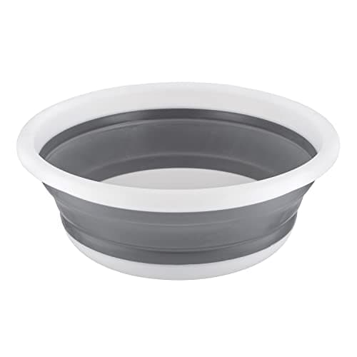 Image of HOMESHOPA Collapsible Washing Up Bowl, Grey 5 Litre Round Folding Wash Basin, Multipurpose Portable Washing Basket, Silicone Bucket for Kitchen Outdoor Travel Camping Hiking Caravan Water Carrier