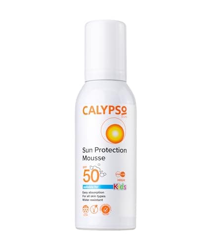 Image of Calypso Sun Protection Mousse SPF50, Superior 5-star UVA protection, Water Resistant, Vegan, Suitable for Kids, 150ml