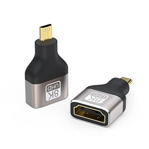 Image of VMOJO 8K Micro HDMI to HDMI Adapter, Micro HDMI Male to HDMI Female Converter, HDMI Type D to Type A Adapter 8K 60Hz for Camera, GoPro, Raspberry Pi 4/5, Tablet, Monitor, TV (2 Pack)