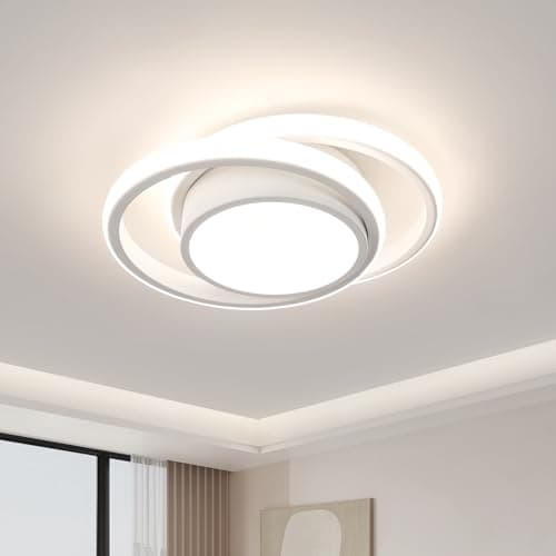 Image of Dorlink LED Ceiling Light, 32W 2880LM Modern Ceiling Light Dual-Round, 4500K White Aluminum Close to Ceiling Light Fixture for Bedroom, Kitchen, Living Room