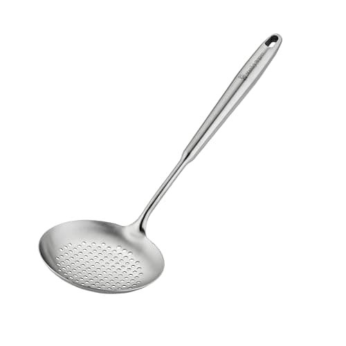 Image of Stanley Rogers Monobloc Stainless Steel Skimmer, Satin Finish Kitchen Utensil with Wide Perforated Head, Hanging Loop & Dishwasher Safe, Cooking Gadget for Lifting & Draining, 37x11.7x2.1cm