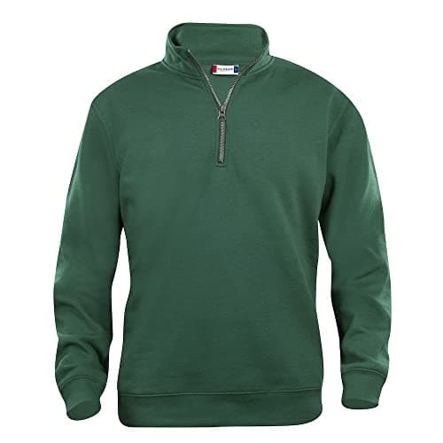 Image of CLIQUE - Men's Women's Unisex Basic Half Zip Half Zip Polyester Sweatshirt Soft Wash-resistant for Hiking, Hiking, Travel, Leisure, bottle green, L