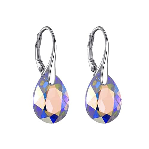 Image of Philip Jones Sterling Silver Aurora Borealis Drop Earrings Created with Zircondia® Crystals