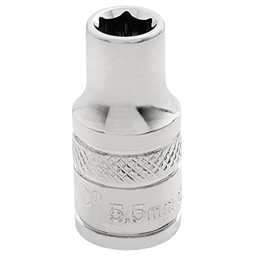 Image of Draper 32449 1/4" Square Drive Polished Chrome Metric Socket, 5.5 mm Size, Blue
