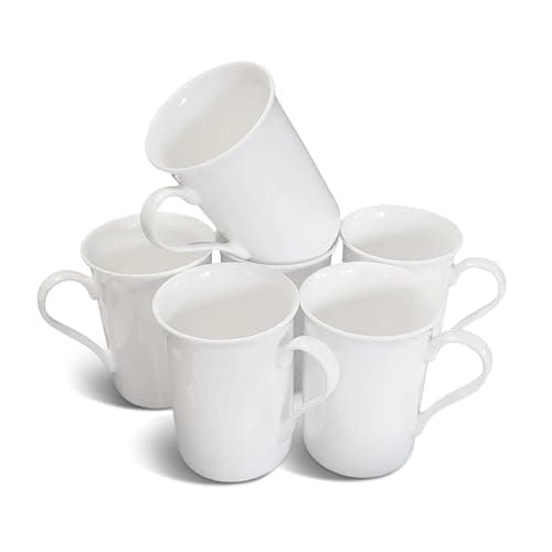 Image of Coralgraph Inc Set of 6 Fine Bone China Mugs Gift Boxed Glossy White Cups