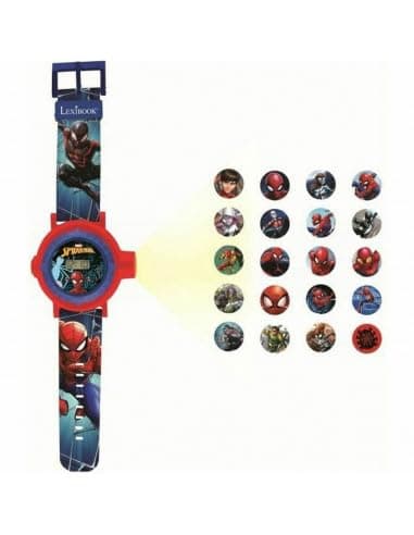 Image of LEXIBOOK Spider-Man Adjustable Projection Watch Digital Screen – 20 Images of Spider-Man and his Friends – for Children/Boys - Red and Blue - DMW050SP