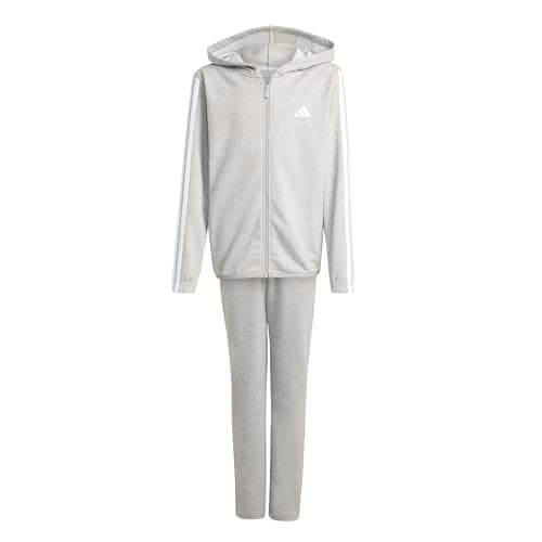 Image of adidas Unisex Kids ESSENTIALS 3 STRIPES TRACKSUIT, medium grey heather/white, 11-12 Years