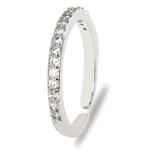 Image of Sisadodo Stackable Rings for Women: Classic, Adjustable Cubic Zirconia Ring Set - Silver, Wedding Bands, Eternity Rings for Ladies