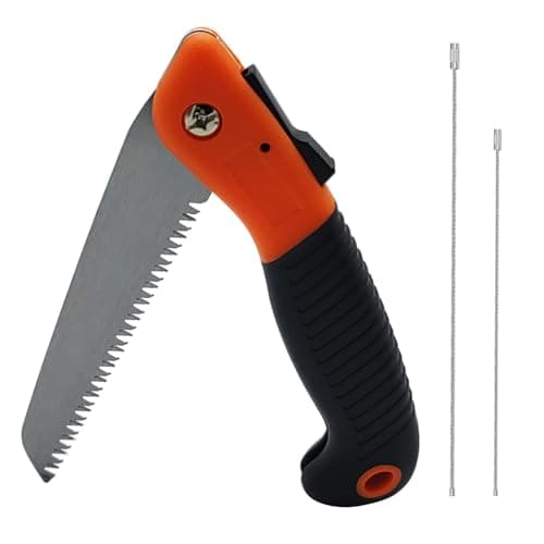 Image of GTIWUNG Folding Hand Saw, Orange Grip, Portable Folding Landscaping Nonslip Handle-Saw, Multifunctional, Best for Trimming Trees, Plants, Shrubs, Wood, and More