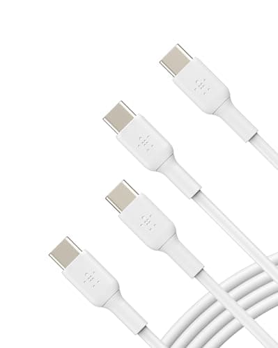 Image of Belkin BoostCharge USB-C to USB-C fast charger cable, USB type C charger cable fast charging for iPhone 17, 16, Samsung Galaxy S24, Pixel, iPad, MacBook, Nintendo Switch and more - 1m, 2pack, White