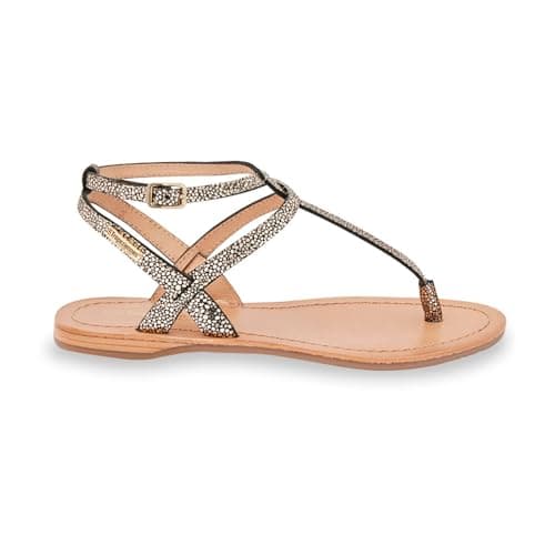 Image of LES TROPEZIENNES PAR M. BELARBI Women's Hamado Sandal, Black/Gold, 6 UK