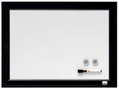 Image of Nobo Small Magnetic Whiteboard With Black Frame, Wall Mountable, Includes Fixing Kit, Home/Office, 585 x 430 mm, 1903785