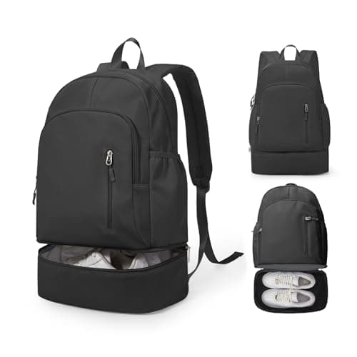 Image of VENATIN Gym Backpack for Women Men,Lightweight Gym Bag with Shoes Compartment & Wet Pocket, Waterproof Backpack swimming bag Sports Travel Casual Daypack,Black