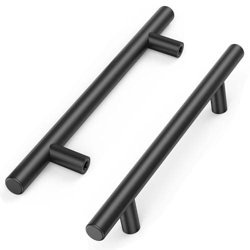 Image of JFGDVW 2 Pack Black T Bar Handles, Stainless Steel Drawer Handles, Black Cabinet Handles, for Drawers,Kitchen Cabinet,Wardrobe,Door(Total Length 150mm,Hole Centre 96mm)