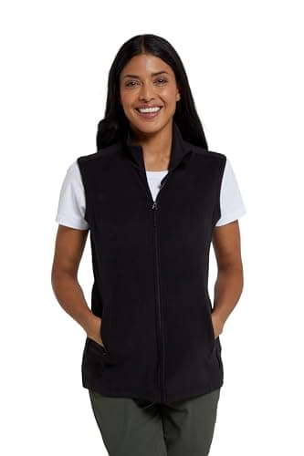 Image of Mountain Warehouse Camber Womens Gilet - Lightweight Sleeveless Jacket, Microfleece Bodywarmer, Breathable Vest, Zipped Side Pockets - Spring Summer, Camping Black Women's Size 16