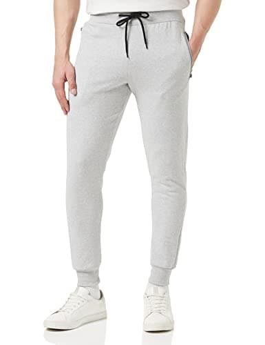 Image of Bonjour® - Slim Fit Joggers for Men | Men's Joggers with Zip Pockets - Ideal for Every Day Wear - Breathable, Comfortable, Soft Feel Jogging Bottoms (Grey Large)