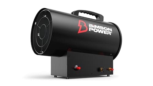Image of Bimson Power 15kW Propane Space Heater, 51,000 BTU Gas Heater for Workshop, Garage, Greenhouse, Shed or Outdoor Use, Adjustable Thermostat, Spark Ignition, Portable Design with 3 Year Warranty