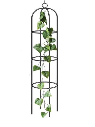 Image of DIVCHI Steel Garden Obelisk Climbing Plant Support 1.9m Black Cylindrical Weather-Proof (Climbing Plant Not Included)