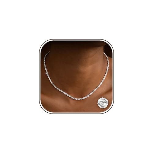 Image of Dochais 925 Sterling Silver Chain Necklace for Women Men 2mm/3mm Thin Silver Necklace 16/18/20/22 Inch Necklaces for Women Silver 925 Plated Minimalist Womens Jewellery Gifts Pendant Replacement