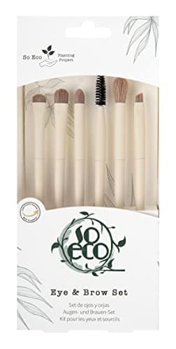 Image of So Eco Eye & Brow Set - Vegan & Cruelty-Free 6-Piece Eye and Eyebrow Brush Kit for Eyeshadow Application & Brow Definition, Soft Synthetic Bristles, Birchwood Handles