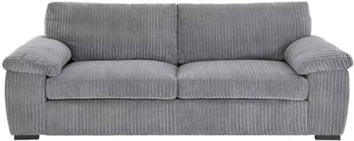 Image of Jumbo Cord 3-Seater Sofa: Enhance Living Room Comfort with Our Stylish 3-Seater Jumbo Cord Sofa Collection – Soft Cushions & Jumbo Cord Fabric for Everyday Relaxation (Grey, 3 Seater)