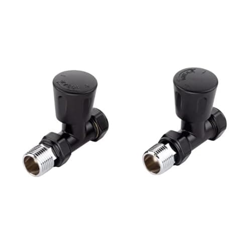 Image of ECO Satin Black Straight Manual Radiator Valves | Satin Black Finish | Pair of Valves | Manual Operation |