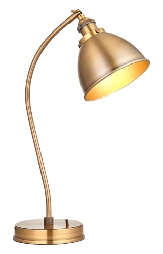 Image of National Lighting Rue Table Light - 460mm x 150mm, IP20 Rated Antique Brass Table Lamp E14 Fitting LED Compatible - Adjustable Arm Desk Light Lamp for Bedroom, Office, Study & Bedside