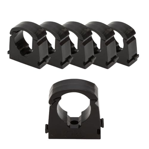 Image of Talon Hinged Pipe Clips – Secure Pipe Fixing Brackets for 15mm Pipes | Snap-Fit Hinged Clip Design | Easy Screw Fixing Base | Strong Grip & Durable Build | Project DIY (5 Pack, Black 15mm)