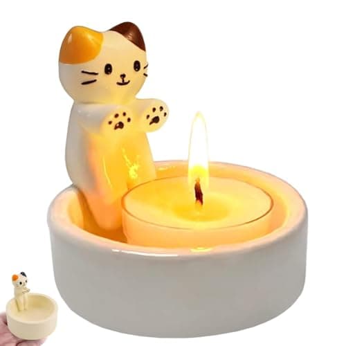 Image of JJiaoLinin Cat Candle Holder, Cartoon Kitten Candle Holder Cat Warming Paws Candle Holder Tea Light Candle Holders Kitten Resin Cat Tea Light Holder Gift for Girl Lady Cat Lover's Choice
