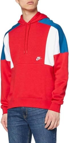 Image of Nike M Nsw Hoodie PO BB Cb Sweatshirt - University Red/White/Industrial Blue/(White), X-Small