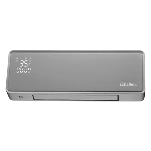 Image of Schallen Oscillating Wall Mounted Over Door PTC Heater with LED Digital Display, 24 Hour Timer and Remote Control (Grey)