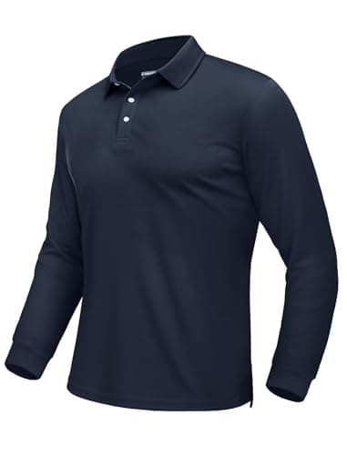 Image of EKLENTSON Men's Polo Shirts Long Sleeve Breathable Work T Shirts Lightweight Army Tactical Military Shirts Full Sleeve Quick Dry Golf Tops Navy,XL