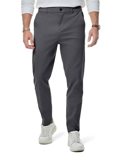 Image of Elegancity Mens Chino Trousers Slim Fit Tapered Leg Dress Pants Cotton Twill Chinos Smart Casual Stretch Pants with Pockets Grey, 3XL