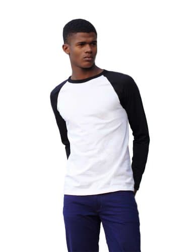 Image of Fruit of the Loom Men's Baseball Long-Sleeved T-Shirt - White - Large