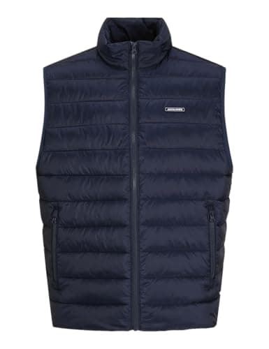 Image of JACK & JONES Mens Big King Size Bodywarmer Collar Zip Up Sleevless Padded Puffer Gilet