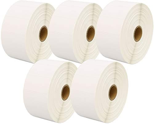 Image of 10,000 Compatible Zebra 52mm x 25mm White Direct Thermal Labels (2000 Labels per Roll) for Zebra Type Printers - Five Rolls