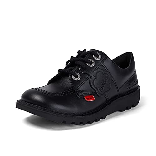 Image of Kickers Kick Lo Y Core Youths Black Leather Shoes-EU 39
