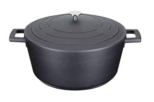 Image of MasterClass Casserole Dish with Lid, Large 5L/28 cm, Lightweight Cast Aluminium, Induction Hob and Oven Safe, Black