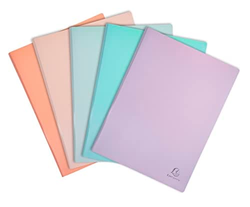 Image of Exacompta - Ref 88660E - Aquarel Collection - Softcover A4 Display Books - 500 Micron Rigid Polypropylene, 60 Pockets, Assorted Pastel Colours - Pack of 8
