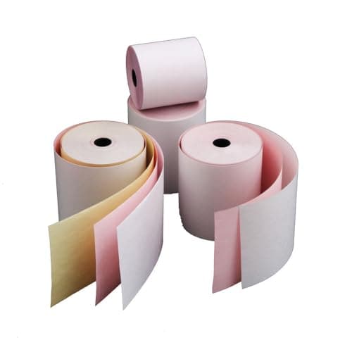 Image of 5 Star Till Roll Card Machine Paper Rolls 76mm x 70mm (20 Pack) White & Pink 2-Ply Till Rolls