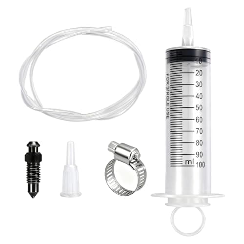 Image of Lirynox Motorcycle Brake Bleed Kit, 5 Pcs 100ml Universal Brake Fluid Bleeder Kit, Air Pumping Brake Bleeding Tools with 50cm Hose for Motorcycle Motorbikes Scooters System Maintenance Repair