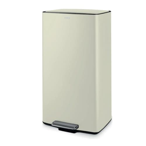 Image of Tower 40L Rectangular Pedal Bin with Removable Inner Bucket and Filter Compartment, Durable Carbon Steel, Cream