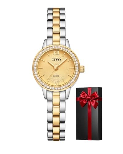 Image of CIVO Analogue Watches for Women Silver: Classic Quartz Ladies Watch with CD Sunray Diamond Dial - Waterproof Stainless Steel Watches - Shopping Travel Dating and Daily Use