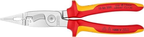 Image of KNIPEX Pliers for Electrical Installation Self-Service Card Chrome-Plated Insulated with Multi-Component Grips, VDE-Tested 200 mm, 13 86 200 SB