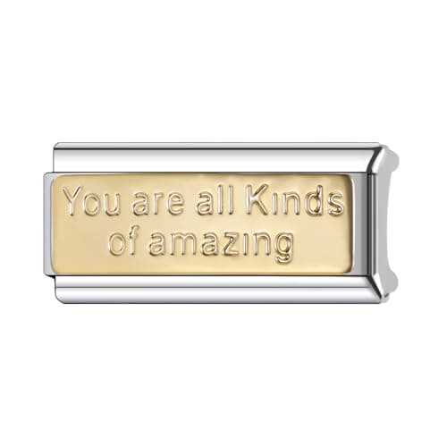 Image of MARJS You Are All Kinds Of Amazing Gold Superlink Long Double Size Width 9mm Stainless Steel Silver Italian Link Charm Compatible With Bracelet