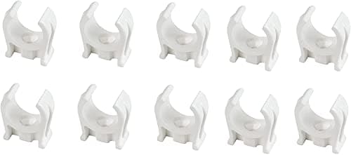 Image of fiXte 22mm (7/8 inch) Plastic Pipe Clip White Snap in Design Single Screw Fixing (10)
