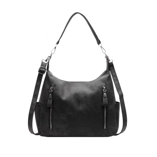 Image of Balakaka Shoulder Bag for Women with Adjustable Shoulder Strap, 29 * 9 * 23cm Lightweight Crossbody Handbag with Zip, Large Shoulder Bag for Work Travel Casual Outfits, Black