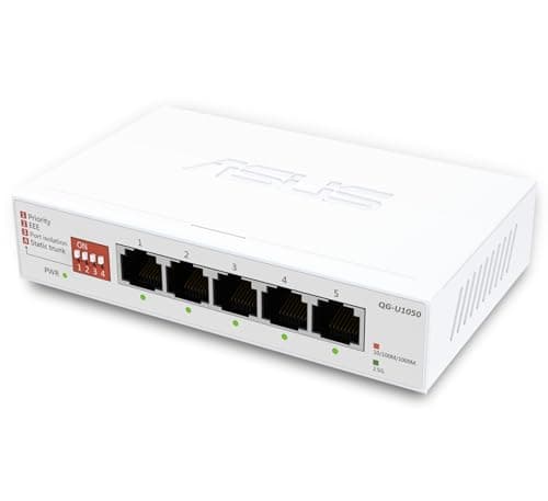 Image of ASUS QG U1050, 5 Port 2.5G Unmanaged Switch, Support 4 Intelligent Modes, Home Network Hub, Office Ethernet Splitter, Plug and Play, Easy Setup, Desktop, Silent Operation