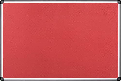 Image of KAV 60 cm x 45cm Aluminium Frame Felt Notice Pin Board - Notice Board Bulletin Frame for Office, School, Bedroom, Memo, and Home (Red)