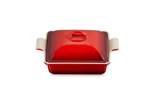 Image of Le Creuset 23cm Deep Square Dish With Lid Cerise